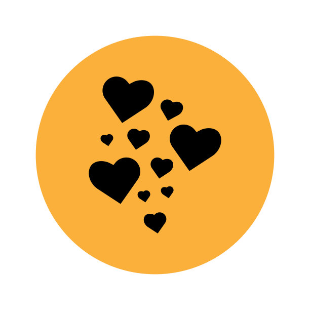 心脏图标在橙色的背景图片下载