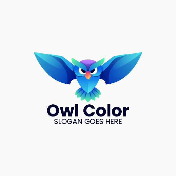 矢量插图猫头鹰渐变彩色风格。图片下载