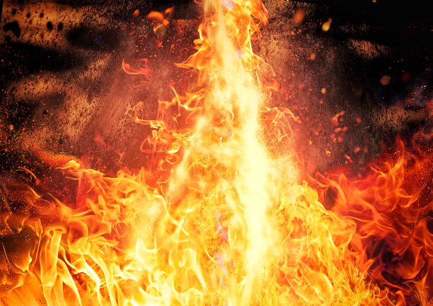 三维插图的漩涡燃烧的火焰图片下载