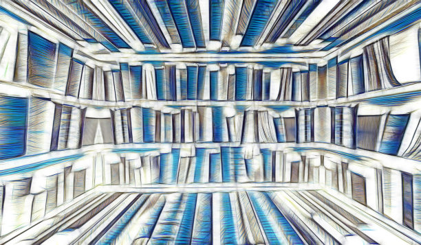 蓝色和白色的书装在盒子里图片下载