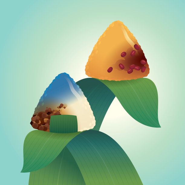 端午节用竹叶包粽子或粽子(nyya和红豆粽子)图片下载