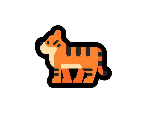 白色背景上的老虎矢量图标。孟加拉虎表情插画。孤立的老虎矢量表情符号图片下载