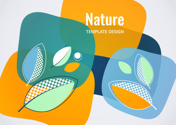 抽象的背景与树叶和几何形状。生态横幅在平面风格。现代设计适用于纸张、封面、布艺、室内装饰等用户。向量图片下载