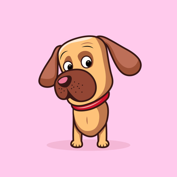 有趣的卡通狗字符矢量插图。拉布拉多小狗卡通人物。狗动物吉祥物标志，贴纸为t恤设计。图片下载
