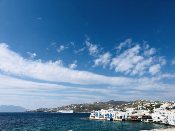 阳光明媚的米科诺斯岛的小威尼斯图片下载