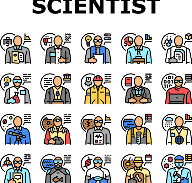 科学家实验室实验室科学图标集图片下载