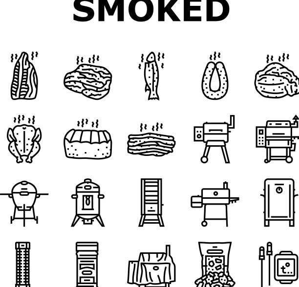 熏肉食品香肠火腿图标集图片下载