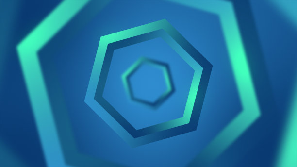 六边形隧道霓虹灯照明背景图片下载