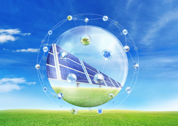 太阳能电池板，清洁能源，从分子角度保护环境图片下载