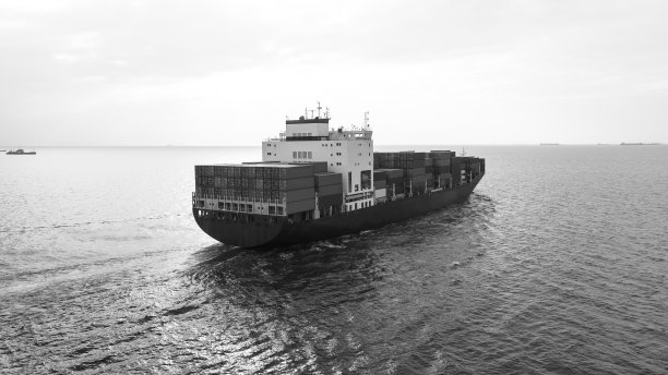 鸟瞰图黑白摄影货船海运进出口国际，图片下载