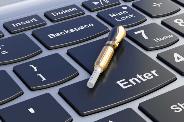 透明质笔在笔记本电脑键盘上，3D渲染图片下载
