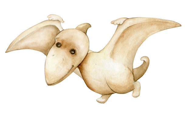 恐龙，棕色，卡通风格，在一个孤立的背景。图片下载