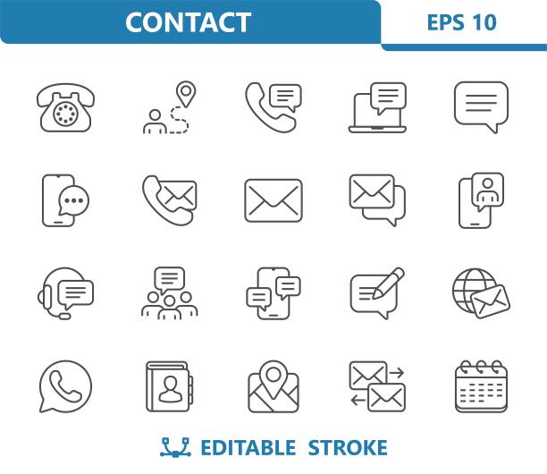 联系人图标。社交媒体，通信，联系我们矢量图标集图片下载