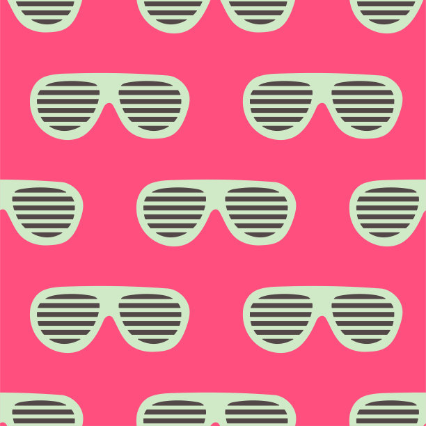 90年代无缝图案与条纹太阳镜。矢量背景贴纸，大头针，补丁在卡通80年代90年代流行艺术漫画风格。图片下载