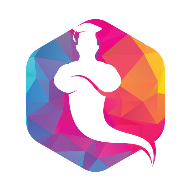 毕业生精灵的标志。精灵Logo设计。图片下载