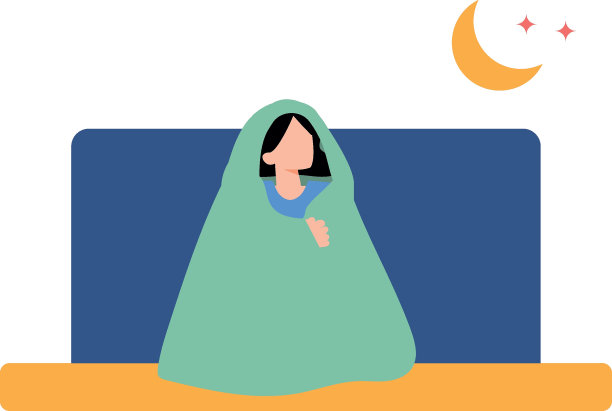 女孩用毯子盖住自己。图片下载