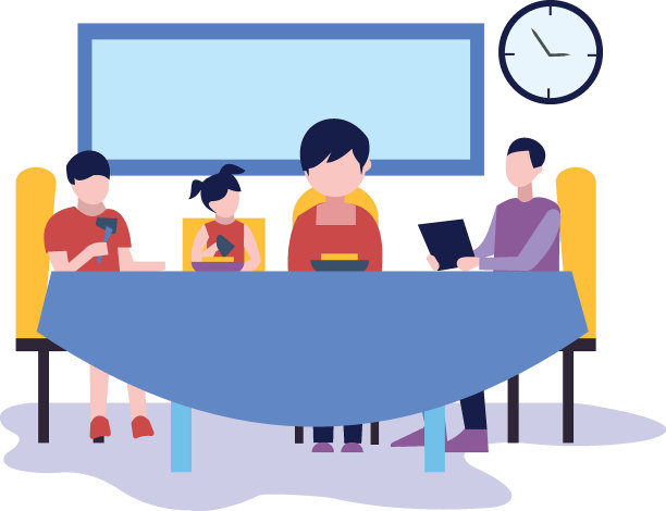 一家人坐在餐馆里吃饭。图片下载