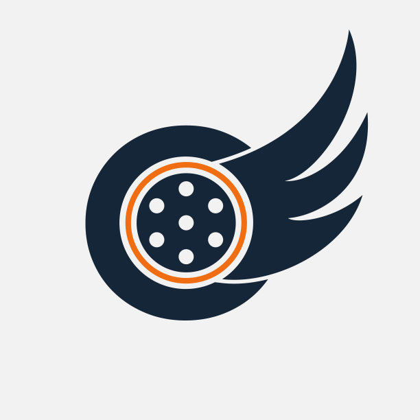 首字母O电影标志。电影标志，电影，羽毛，翅膀，卷轴标志设计模板模板图片下载