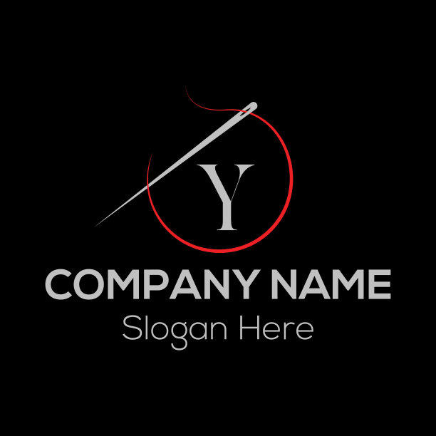 首字母Y裁缝标志，针和线的组合。采购产品针标志，刺绣，纺织品，时装，布料，织物模板图片下载