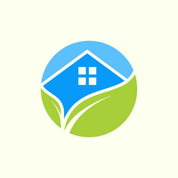 绿色生态家居标志设计。创意温室概念标志设计图片下载
