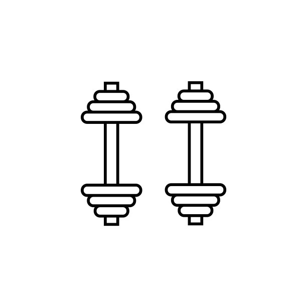 哑铃线图标，运动标志矢量图片下载