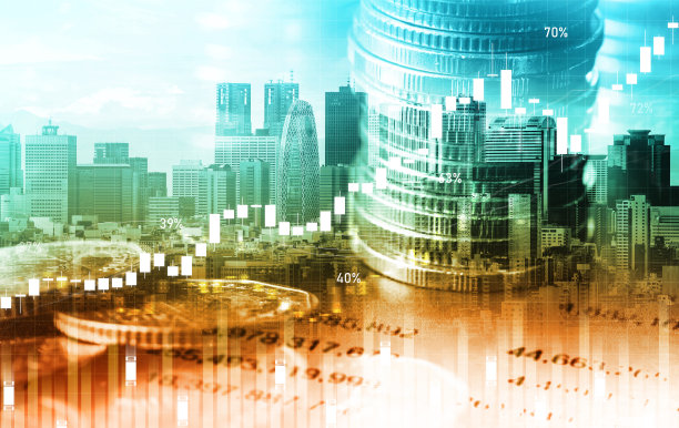 金融与货币技术背景，商业繁荣与资产概念图片下载