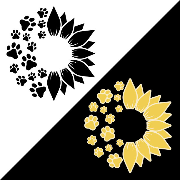 向日葵狗爪，狗爱图片下载