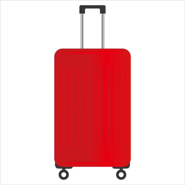 车轮上的红色行李箱图标，矢量，插图，符号图片下载