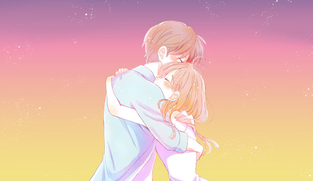 男人和女人在夏天快乐地拥抱在一起图片下载