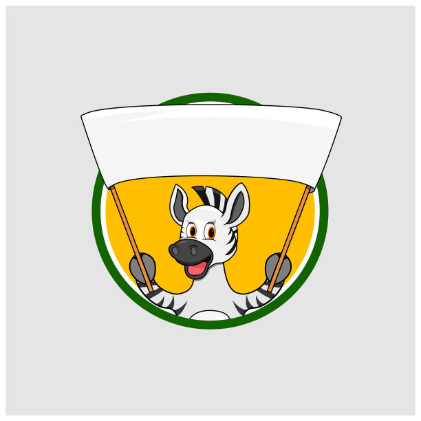 斑马头圈标签与大白色空白标志横幅图片下载