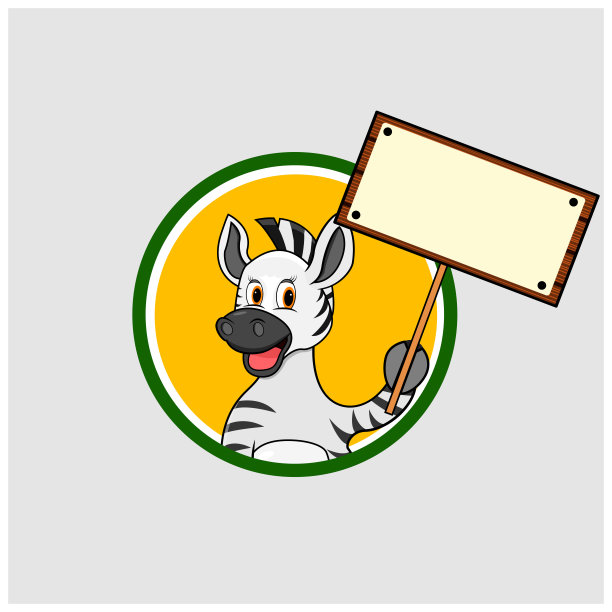 斑马头圈标签与空白标志木横幅图片下载