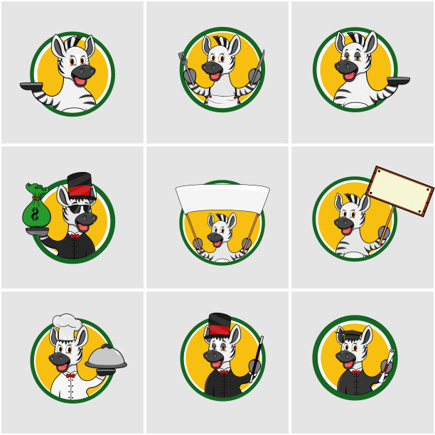 可爱的斑马头圈标签集图片下载