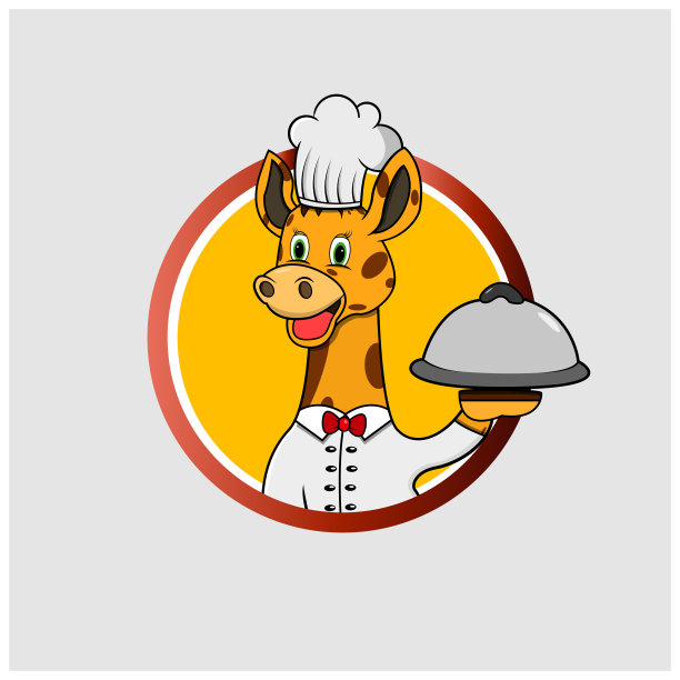 长颈鹿头圈标签带来食物和穿厨师客户图片下载