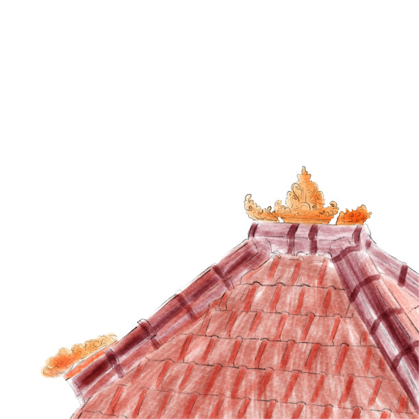 屋顶瓦片金色点缀图片下载