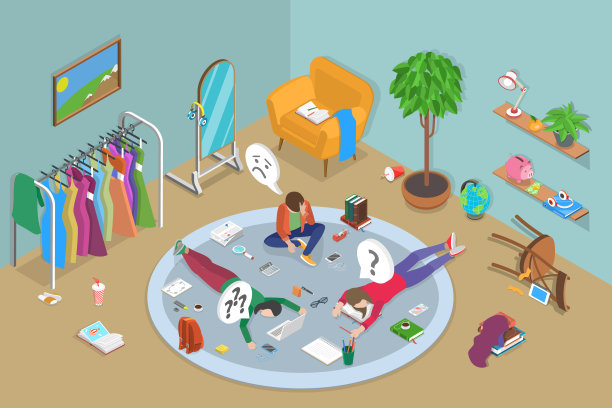 懒惰儿童的三维等距平面矢量概念插图图片下载