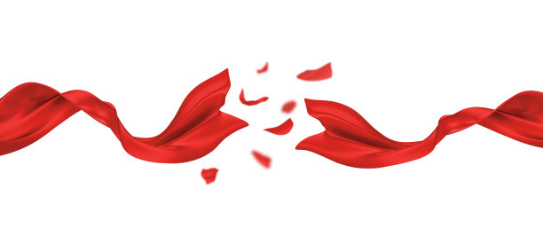 盛大开幕设计的红色豪华织物丝带隔离在白色背景3d渲染图片下载