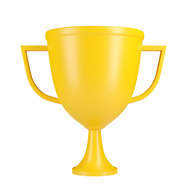 卡通奖杯奖元素孤立在白色背景。三维卡通奖杯奖元素孤立。金杯奖元素3d渲染插图图片下载