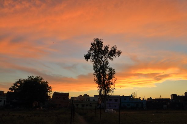 德拉敦市的日落图片下载