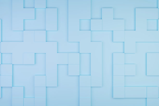 3d渲染抽象蓝绿色背景与方形形状图片下载
