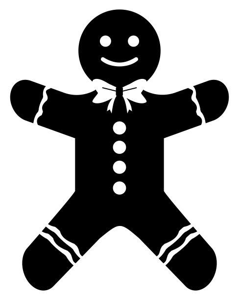 姜饼符号插图，黑色在白色的背景图片下载