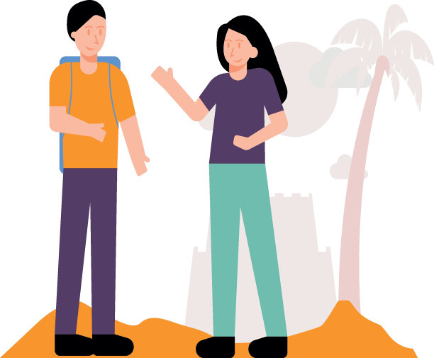 一个男孩和一个女孩在谈话。图片下载