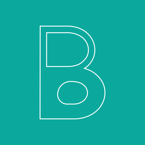 蓝色背景上的白色轮廓。字母B概念文字设计标志模板设计。简单的字母标记矢量插图图片下载