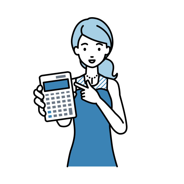 一位身穿polo衫的女士，面带微笑地向我推荐、提议、展示估价并指着计算器图片下载