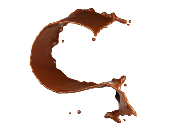 巧克力液体飞溅隔离在白色背景。3 d渲染。剪切部分。图片下载