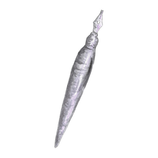 这支笔是用水彩手绘的。白色背景上的孤立插图用于徽标，图案，物体上的印刷，学校邀请设计。儿童和艺术家文具图片下载