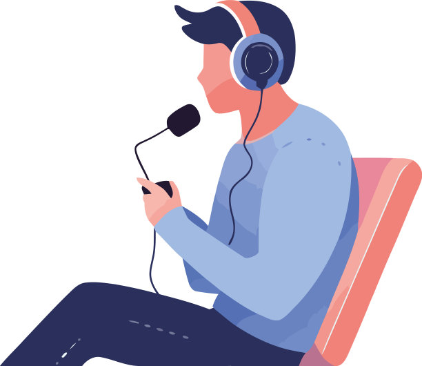 坐着的男子拿着麦克风和耳机图片下载