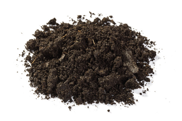 白色背景上的一堆土，俯视图图片下载