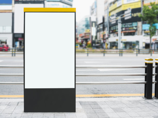 模拟横幅站媒体广告招牌户外城市街道图片下载