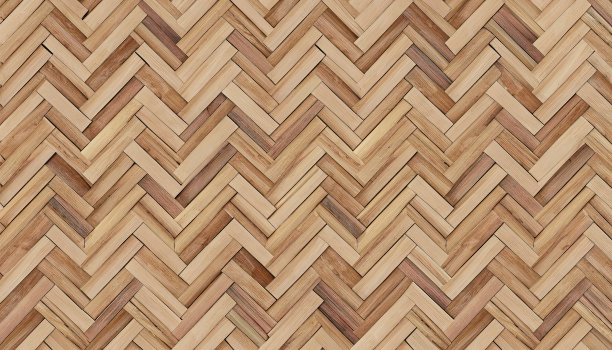 豪华硬木竹之字形人字形图案和3D渲染木栅栏板，地板，室内设计，家居装饰，瓷砖，室内设计，纹理，设计和建设项目，极简主义的背景，图片下载