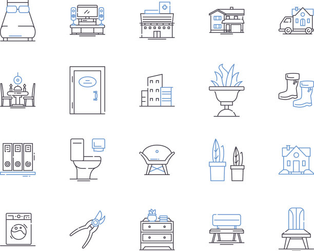 家居家具轮廓图标收集沙发床图片下载